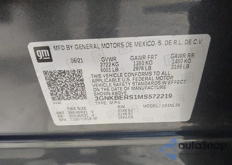 2021 Chevrolet Blazer Fwd Rs из США, поврежденный, VIN 3GNKBERS1MS572219